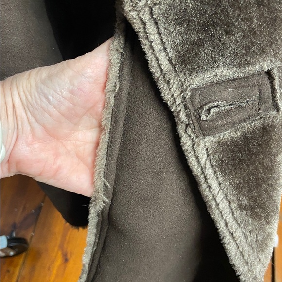 Coldwater Creek Coat Brown Faux Shearling Suede Fur Size XL (16) Winter Jacket - Picture 11 of 14
